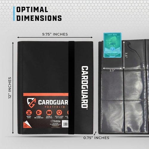 CardGuard Trading Card Binder Pro-Folio - Durable 9 Pocket Side-Loading Album for Pokémon, YuGiOh, MTG & Sports Cards - Black