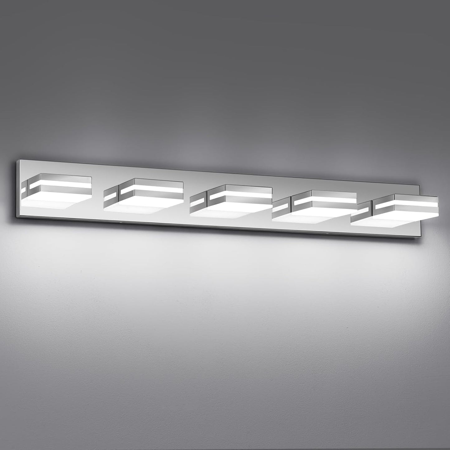 3-Light Modern LED Bathroom Vanity Light Fixture - Black Metal & Acrylic, 16-inch Over Mirror Lighting