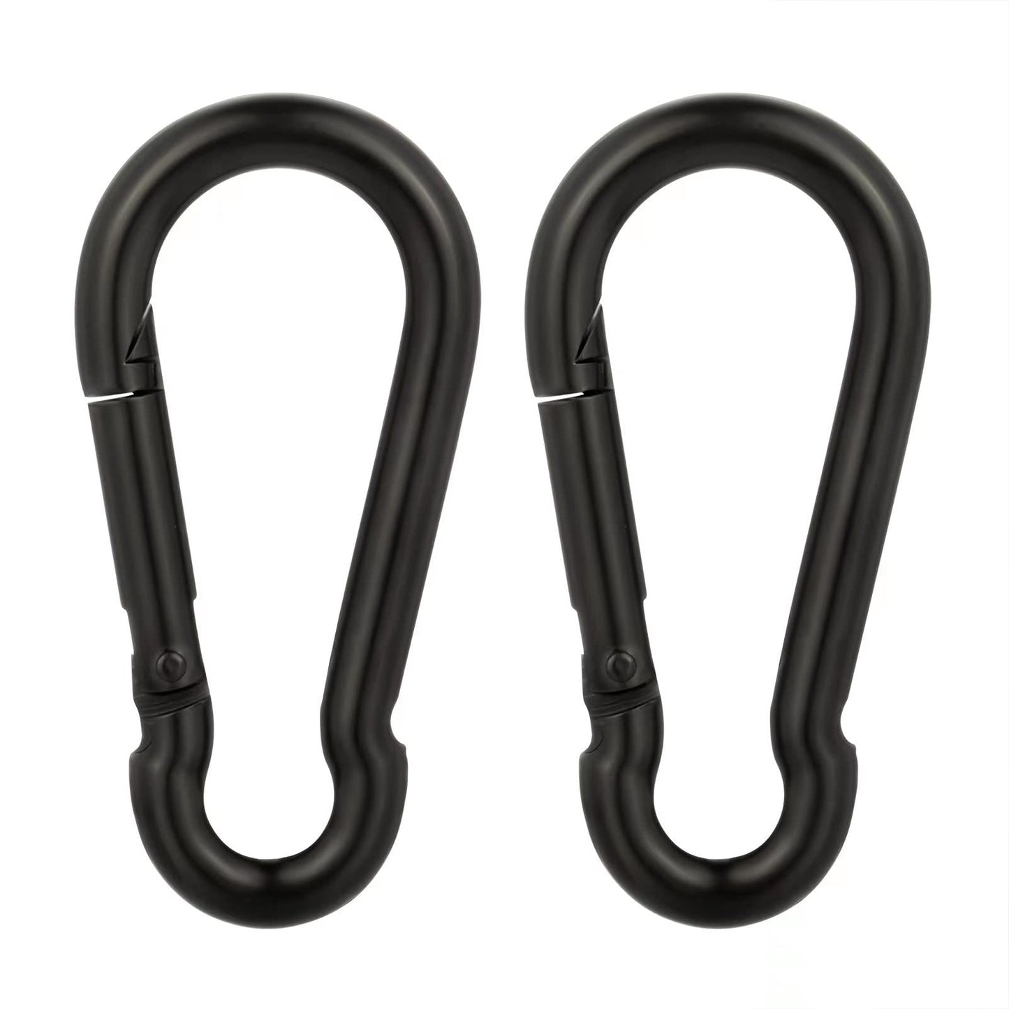 4 Inch Carabiner Clip Spring Snap Hook Black Heavy Duty Steel Clip Link Buckle 10x100mm 2pcs for Hammock Punching Bags Swing Chairs Gym Equipment Camping Hiking
