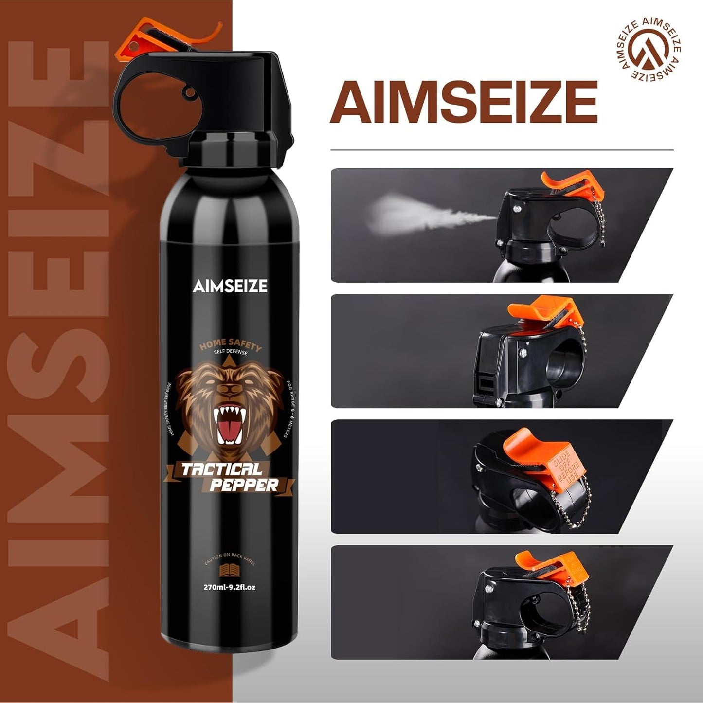 AIMSEIZE Pepper Spray for Hiking Maximum Strength Pepper Gel Outdoor Personal Protection 9.2fl Oz