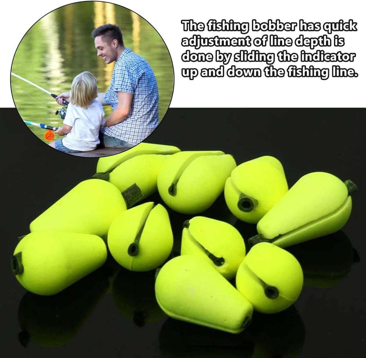 Skiennix Foam Teardrop Strike Indicators - 15-Piece Fishing Bobber Set for Fly Fishing Accessories