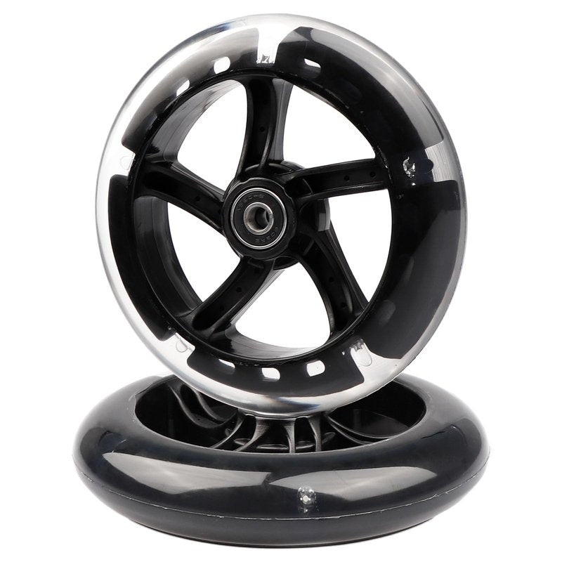 Gladeer Front/Rear Swing Wiggle Scooter 145mm White Flashing PU Replacement Wheels for 3-Wheeled Y Fliker A3 B3 C3 SP3 F3 Lift Scooter (2)