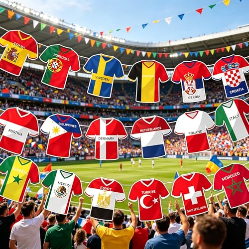 2026 World Cup Soccer Jersey Flags Bunting Banner - Multicolor