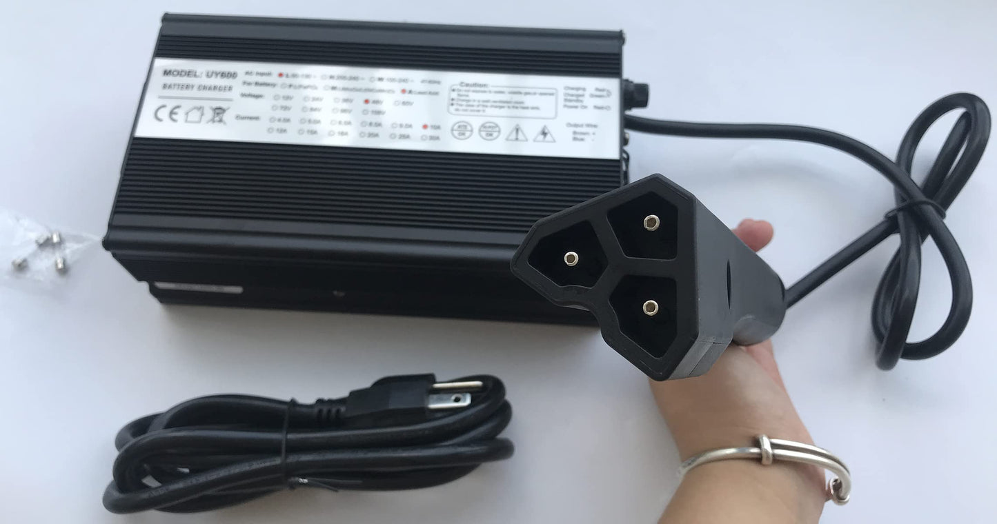 48V 10A Golf Cart Battery Charger for EZ-GO RXV TXT Powerwise 3-Pin Connector