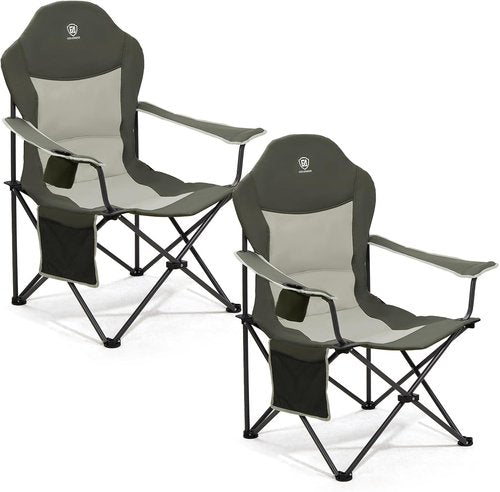 Ever Advanced Camping Chairs - Durable Folding Lawn Chairs for Adults | Supports 400lbs - Green 2 Pack