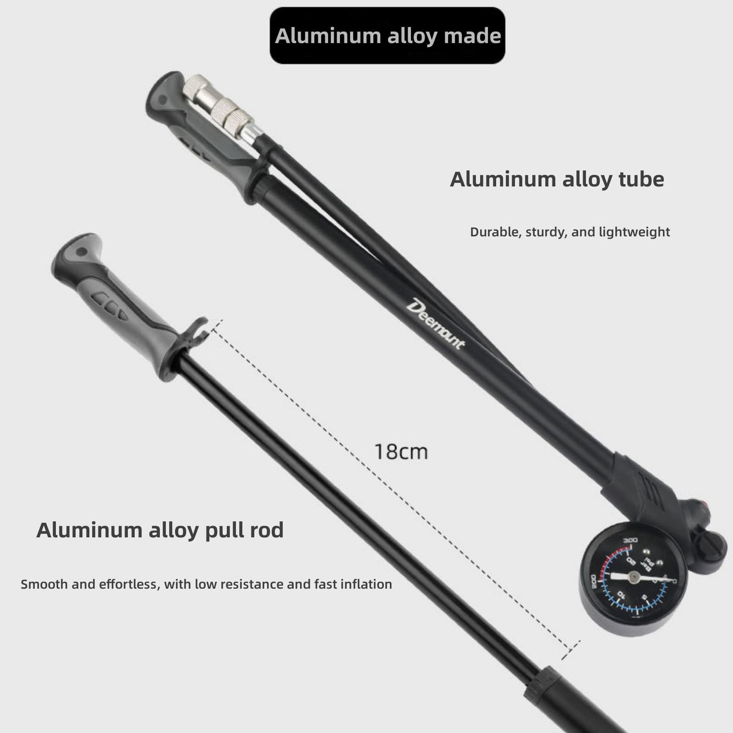 NELboNs Shock Pump for Road Mountain Bike, High Pressure 300PSI
