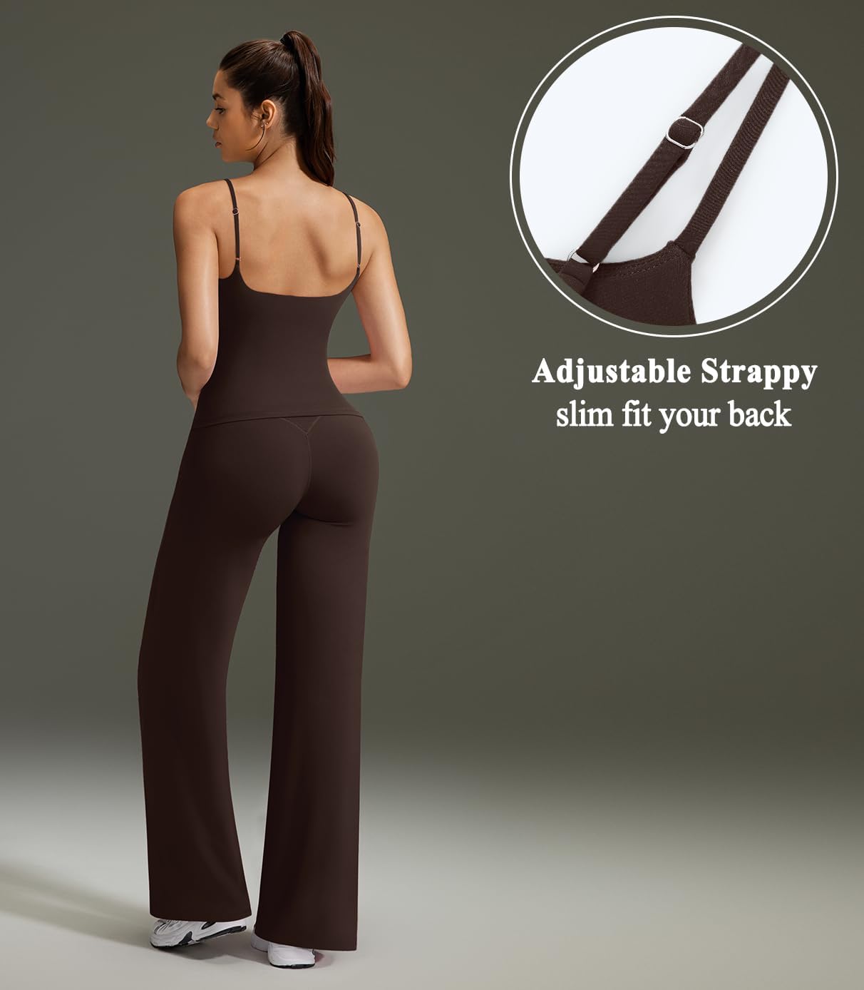 OMKAGI Workout Sets - Padded Tank Tops with Matching Straight Leg Yoga Pants for Women