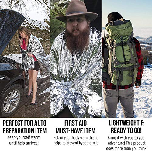 Emergency Mylar Thermal Blankets - Survival Pack of 6