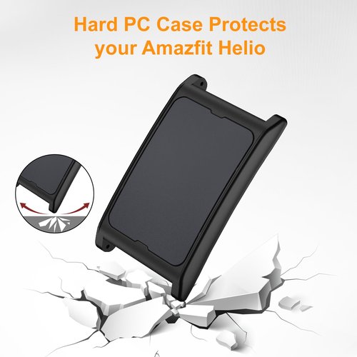 Vigamen 2 Pack Hard PC Case Compatible with Amazfit Helio Strap Fitness Tracker,Protective Frame for Women Men,Black Cover for Amazfit Helio