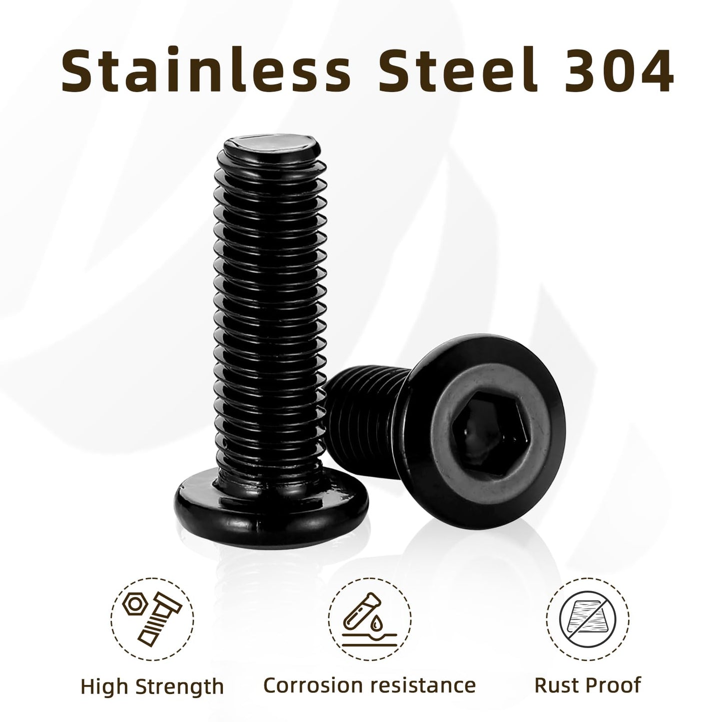 Cetaforten M6 x 14mm Countersunk Socket Cap Allen Bolts, Flat Round Head Socket Cap Screws, Furniture Screws, Carbon Steel, Full Thread, Black Oxide Finish, 30 PCS