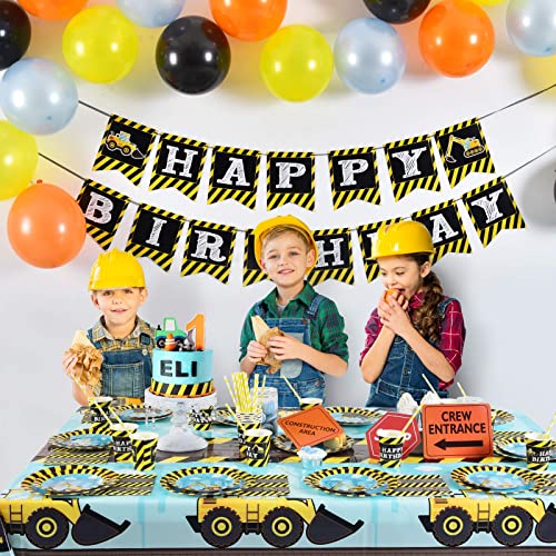 Construction Theme Tablecloth - 108" x 54" Dump Truck Party Cover - 1 Pack