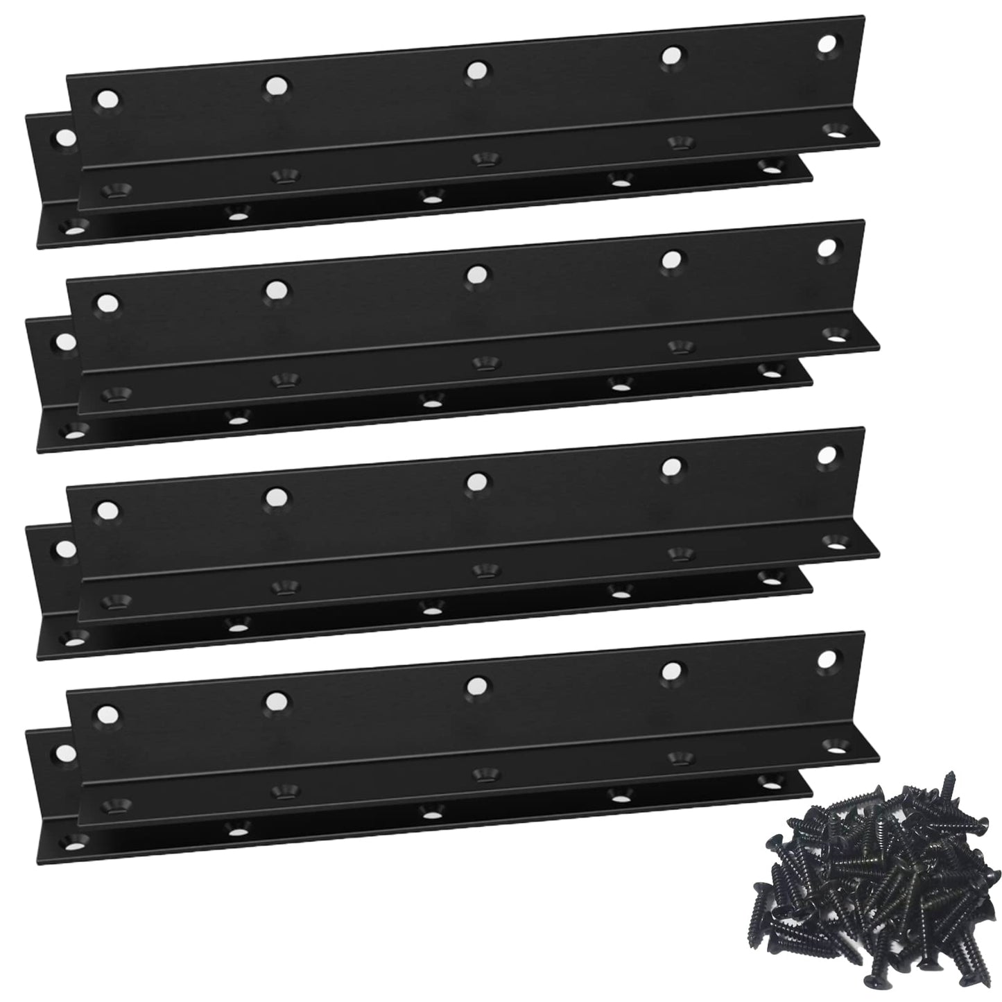 L Bracket,Heavy Duty Corner Brace,Stainless Steel Corner Bracket,Black Large Angle Brackets, Metal Braces for Wood Aufuga (4, 8*1*1inch)