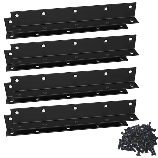 L Bracket,Heavy Duty Corner Brace,Stainless Steel Corner Bracket,Black Large Angle Brackets, Metal Braces for Wood Aufuga (4, 8*1*1inch)