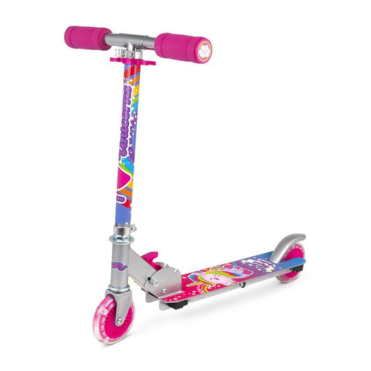 Ozbozz: Flashing Scooter - Unicorn Magical Sparkles - Light-Up Wheels-Deck, Adjustable Height, 2 Wheel Outdoor Ride-On, Foldable, 100lb Limit, Kids 5+