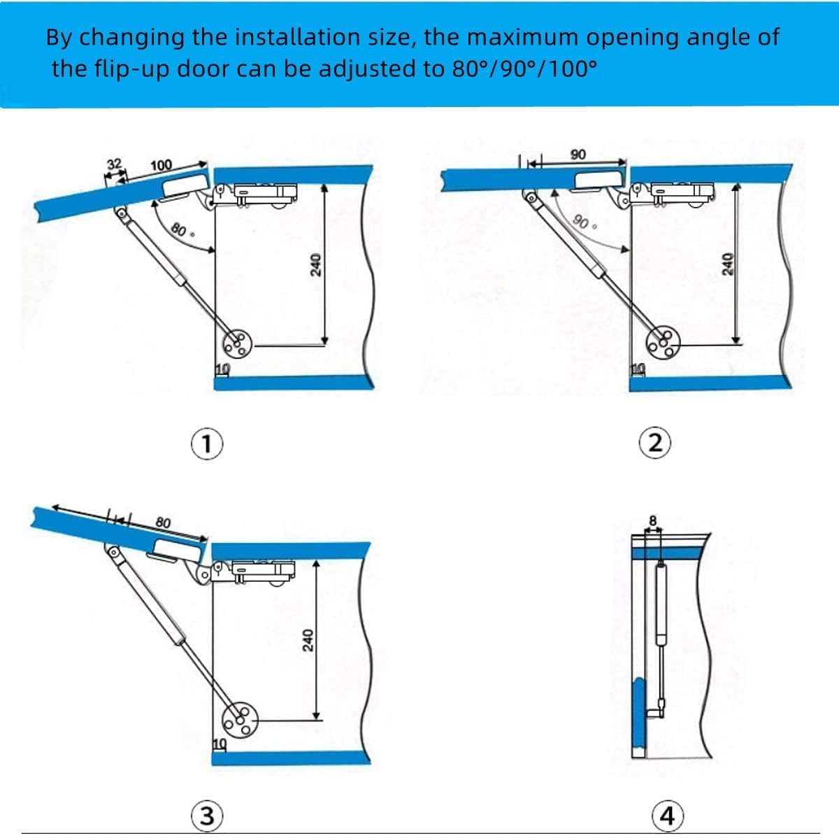 QLXHBOT Gas Struts 10 inch, 20N/4.4lb Gas Springs, Lift Support, Lid Stay, Silver 2Pcs
