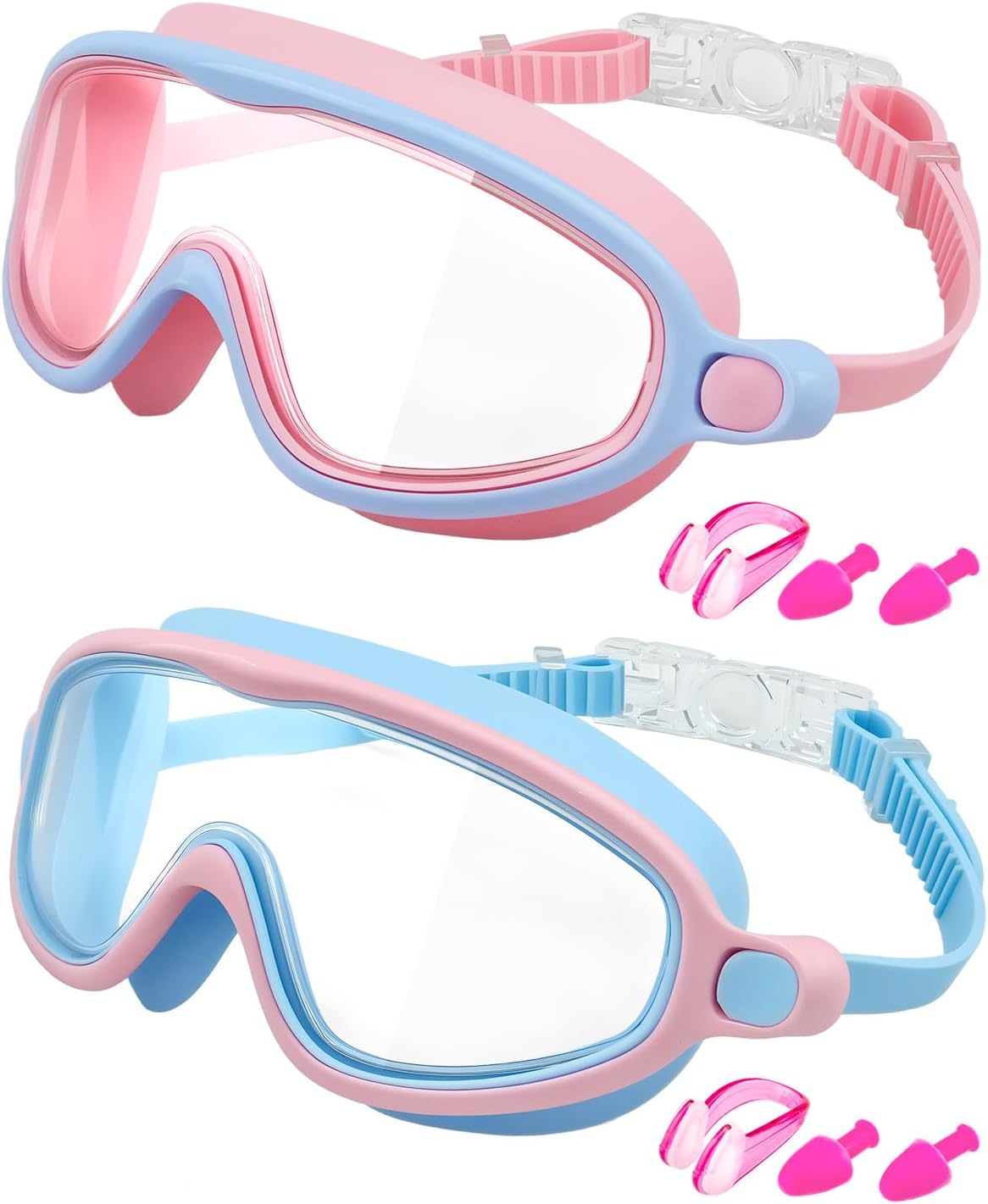 Rantizon Swim Goggles - Wide View Anti-Fog & UV Protection | 2-Pack for Adults & Kids
