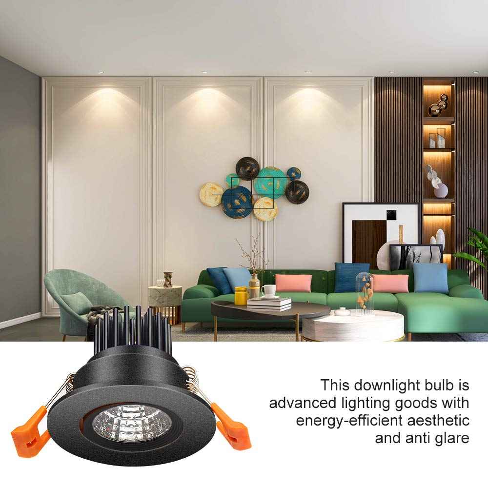 LightingWill 2inch LED Dimmable Downlight, 3W COB Recessed Ceiling Light, Natural White 4000K-4500K, CRI80, 25W Halogen Bulbs Equivalent, Black (10 Pack)