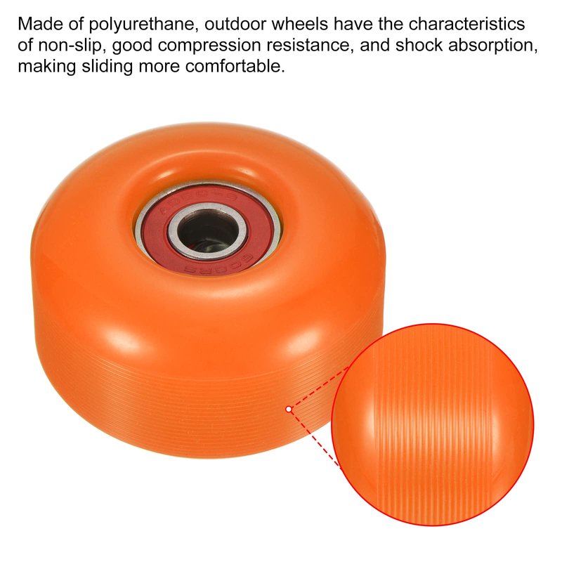 PATIKIL 52mm Skateboard Wheel with Bearings ABEC-9, 4 Pack Street Wheels for Skateboards Cruiser Wheel Replacement 95A, Orange Red