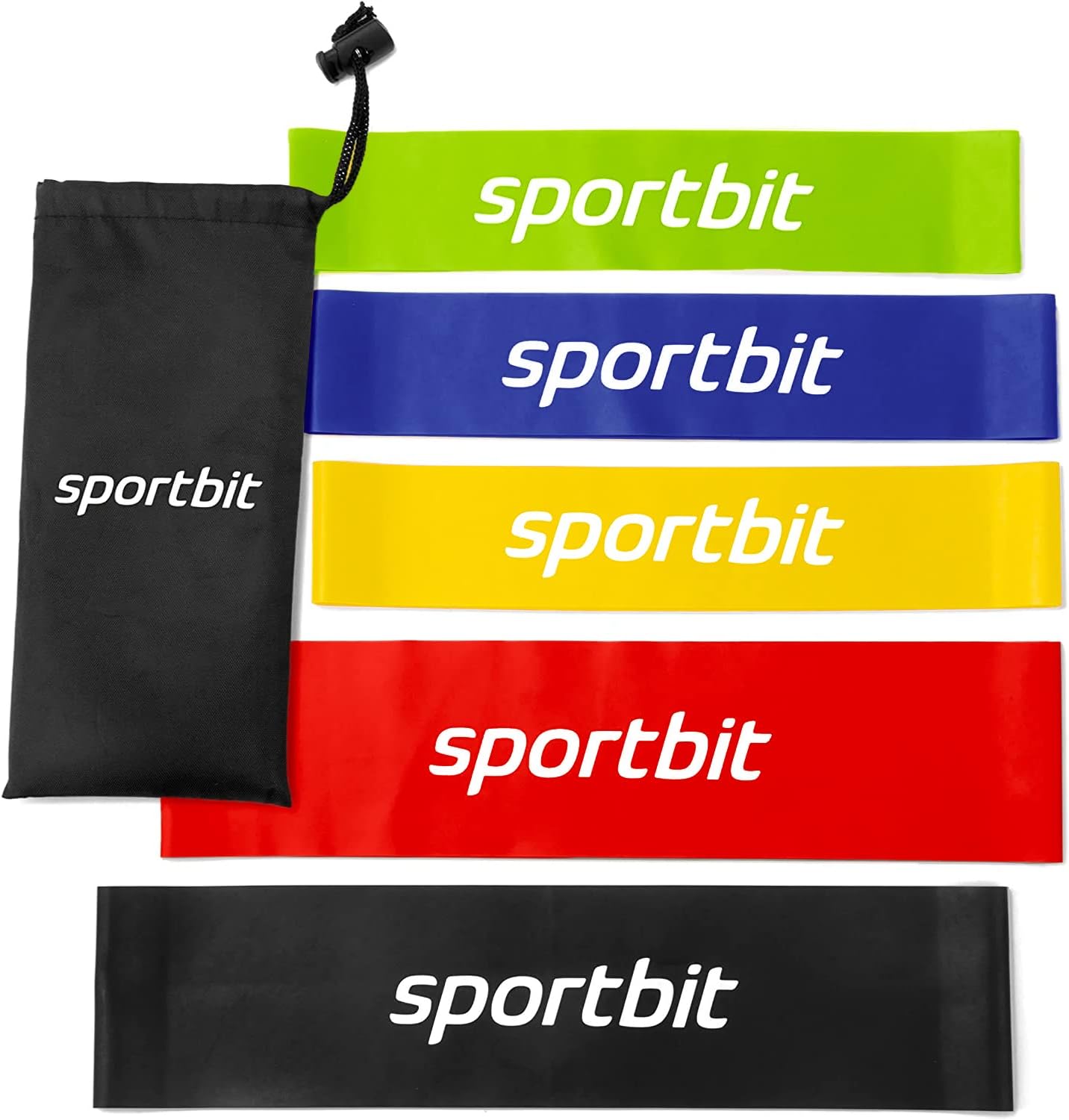 SPORTBIT Exercise Resistance Bands - Versatile Set of 5 for Strength Training & Flexibility