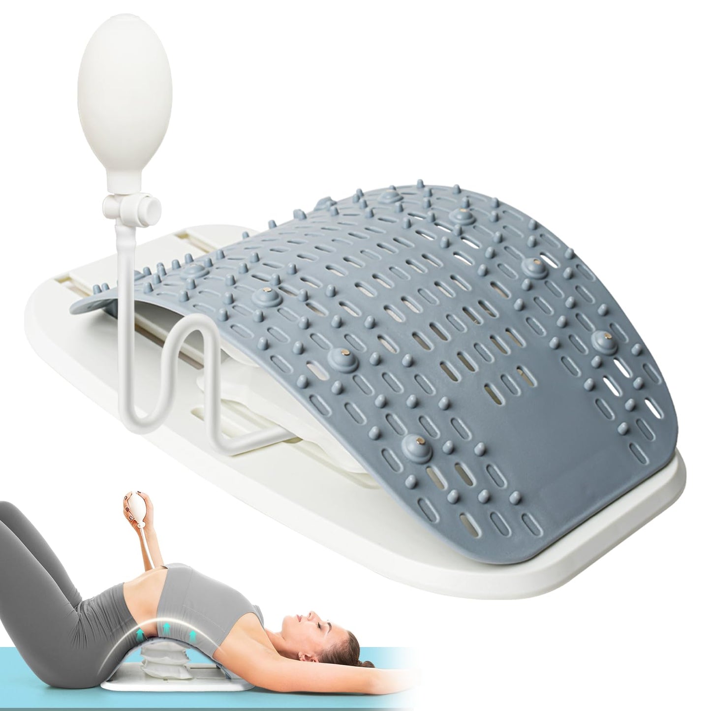 JUMPOW Back Stretcher for Lower Back Pain Relief - Adjustable Lumbar Back Cracker Board, Relief for Lumbar Area Pain, Scoliosis Aid, Ergonomic Spine Decompression