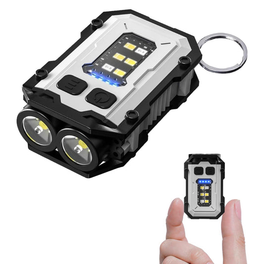 WARSUN Mini LED Flashlight Rechargeable Keychain Flashlight Flashlight with Collet Light for Outdoor Camping Hiking Emergency (1, White)