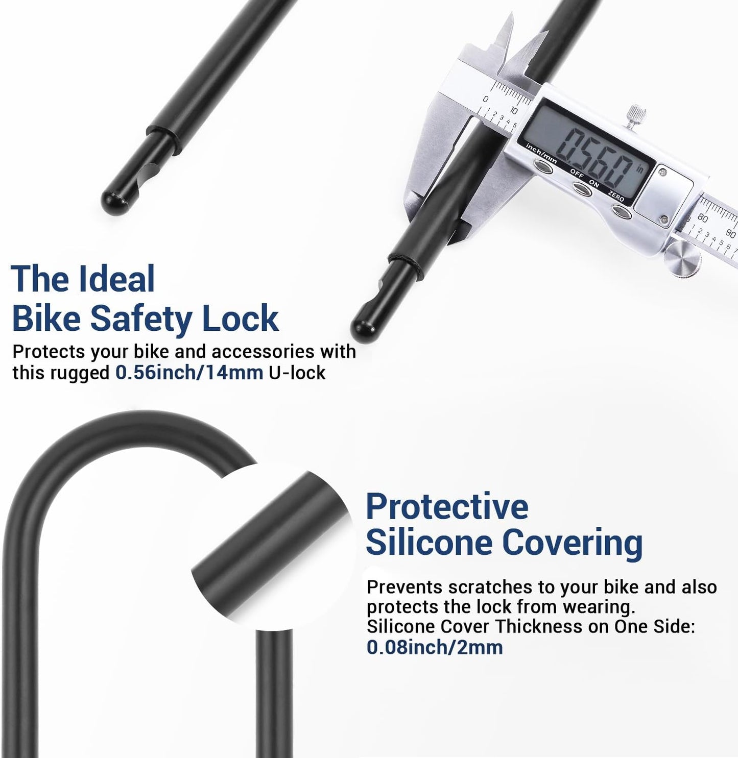 Sportneer Bike Lock - Heavy Duty 14mm Keyless Combination U-Lock with 5ft Security Cable | 9.05''x4.9''