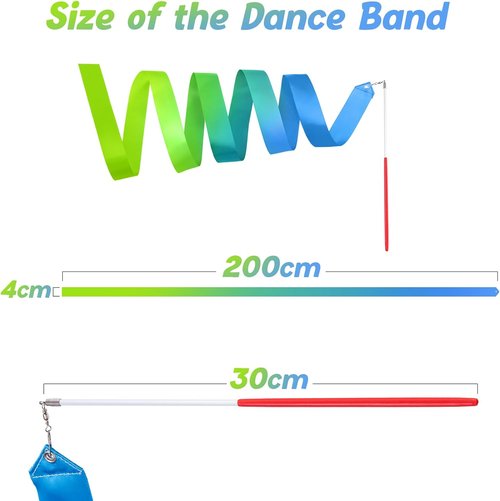 Cikyner Gymnastics Ribbon - 2 Pack Colorful Dance Bands with Sticks | Perfect for Kids' Parties & Games
