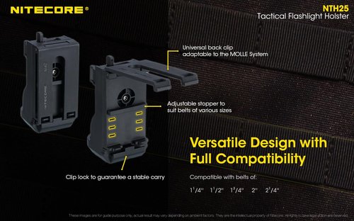 Nitecore NTH25 Rotary Flashlight Holster for P20ix P20i P23i and More with Adjustable Belt Clip Sticker