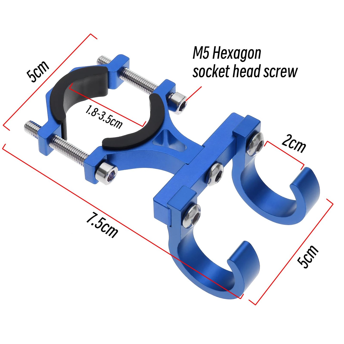 Create idea Aluminum Alloy Double Hook Holder Claw Hook Storage Bag Hook for 18mm-35mm Handlebar Diameter Blue