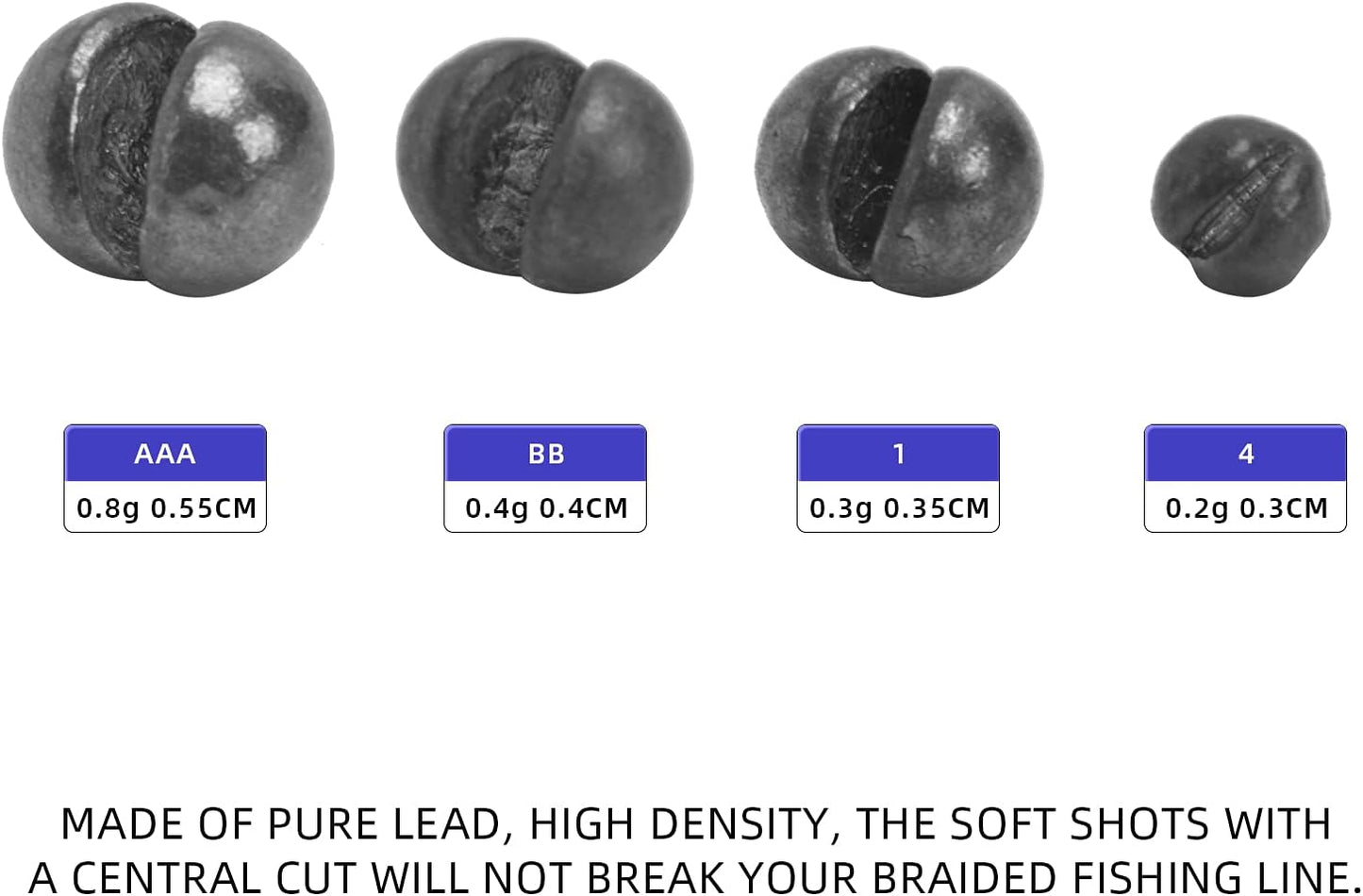SF Micro Split Shot Combo - Removable Fly & Ice Fishing Sinkers Weights - Pure Lead (112 Pcs, 4 Sizes)