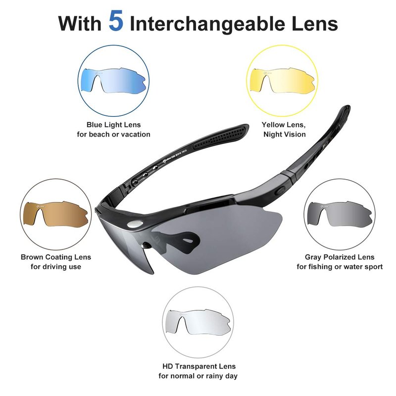 ROCKBROS Polarized Sunglasses Men Women Cycling/Pickleball/MTB Glasses UV Protection, Suitable for Myopia Glasses
