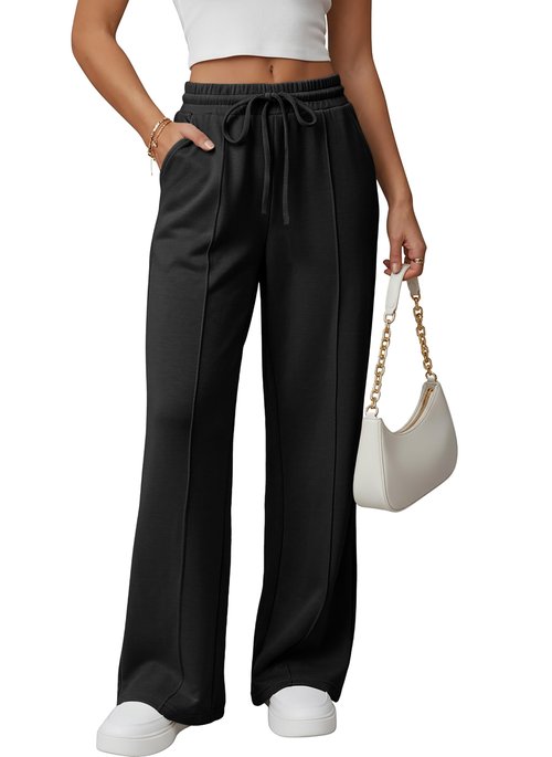 GRECERELLE Black Sweatpants Women Baggy Women's Sweatpants Wide Leg Pants Black-M
