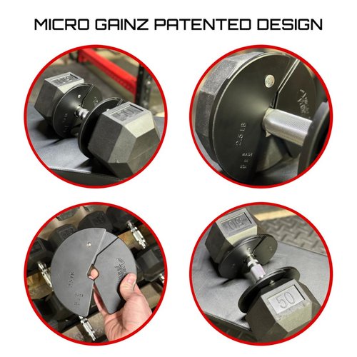 Micro Gainz Dumbbell Fractional 2.5 lb Weight Plate, Ideal for Micro Loading, (Choose Color) 2 Piece Fractional Weight Plates, Designed for Dumbbell Training, Made In USA (Black)