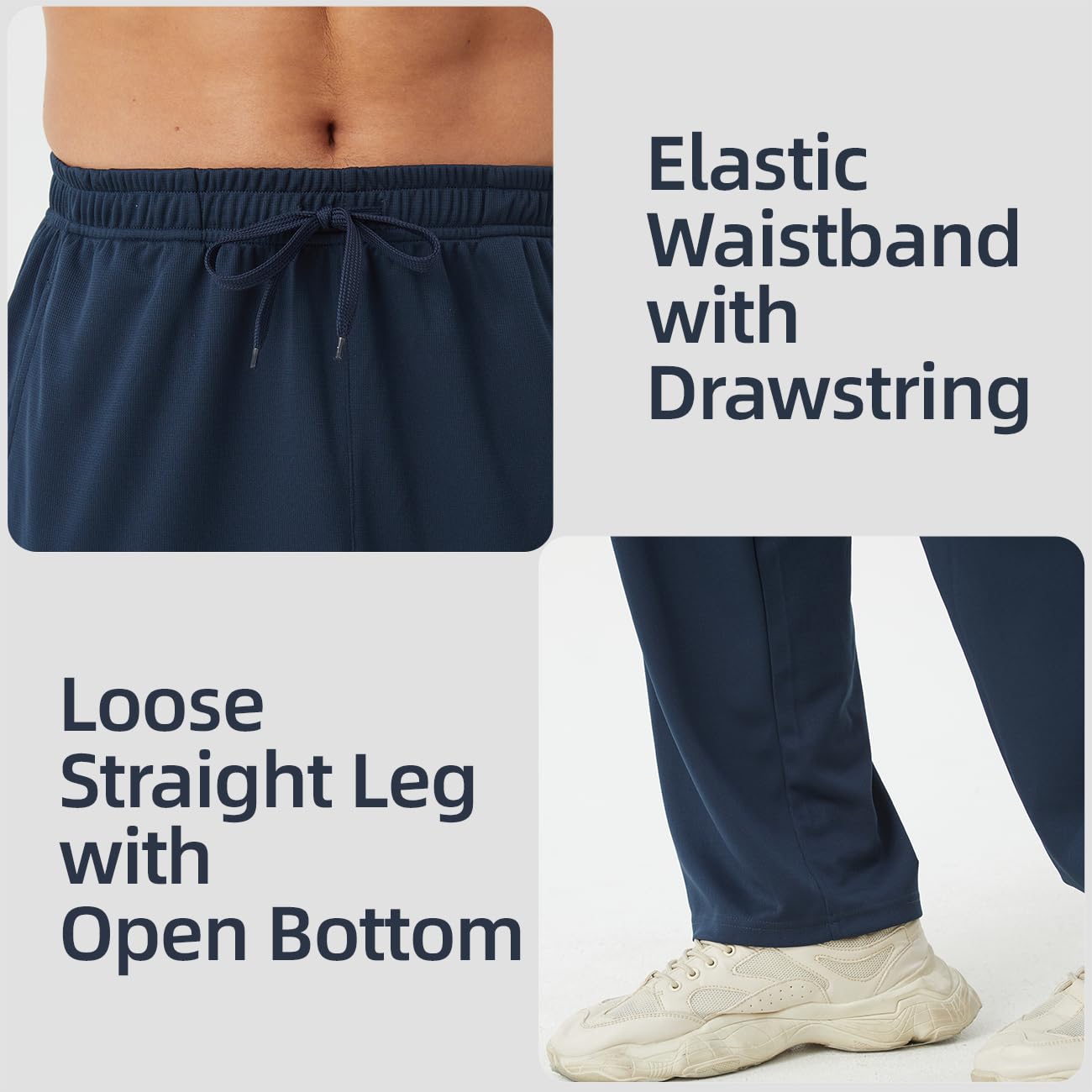 DWUGD’L Men's 3-Pack Lightweight Loose Fit Joggers with Pockets, Breathable Mesh Athletic Sweatpants for Training, Gym & Casual(Set 3: L)
