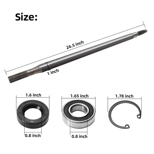 Roykaw Golf Cart Driver Side Rear Spline Axle Shaft Kit Replacement for EZGO RXV 2008-up Electric Golf Cart, Includes Bearing, Oil Seal, Snap Ring, OEM# 620337, 614208