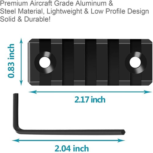Gotical 5 Slots Aluminum Key mod Rail Section for Key mod Five Slots Key mod Rail Picatinnii Rail Section (Pack of 3-6 PCS 5 Slots)