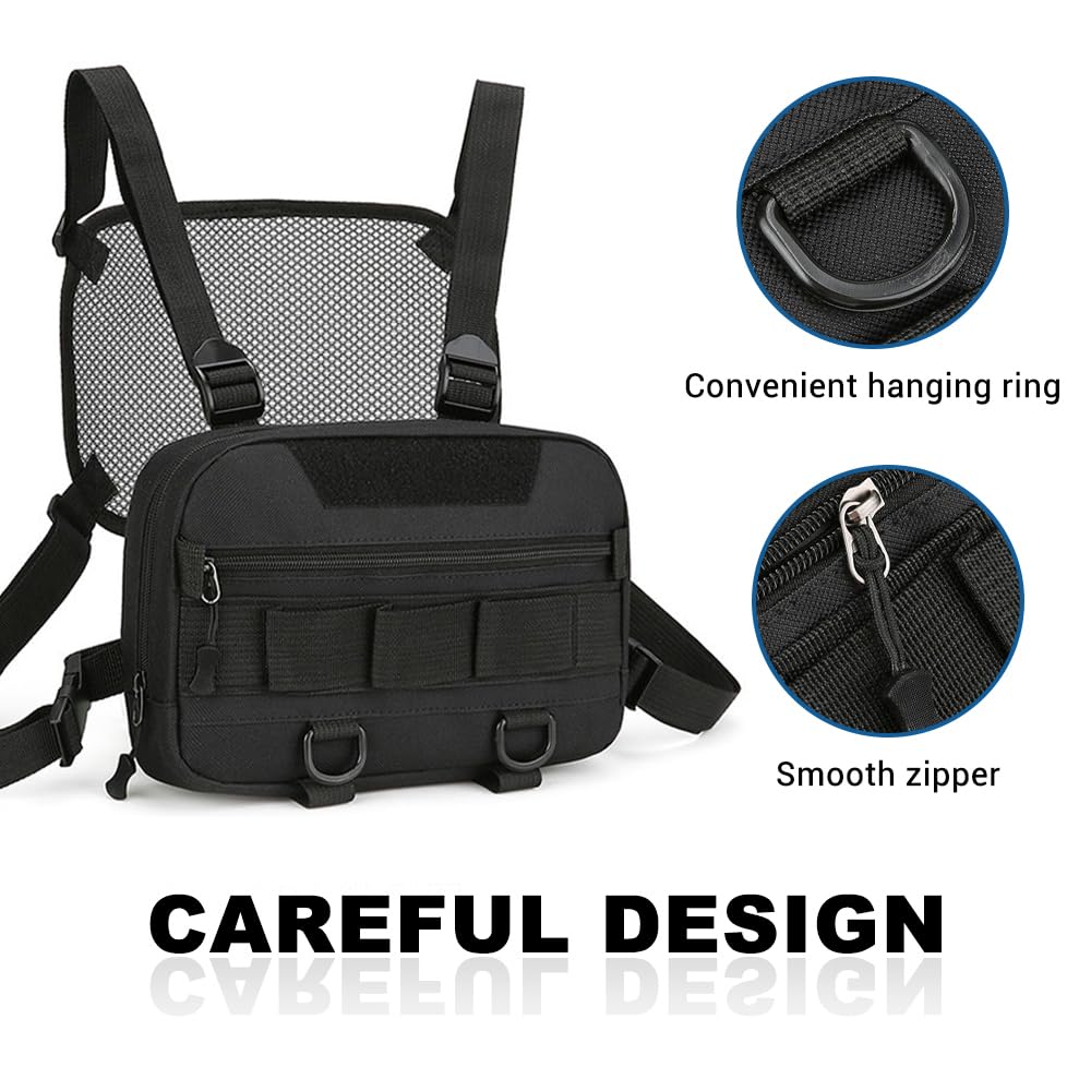 Tactical Sports Chest Bag, Adjustable Running Chest Pack with Breathable Mesh Lightweight Shoulder Rig Pouch or Workouts, Hiking, Cycling