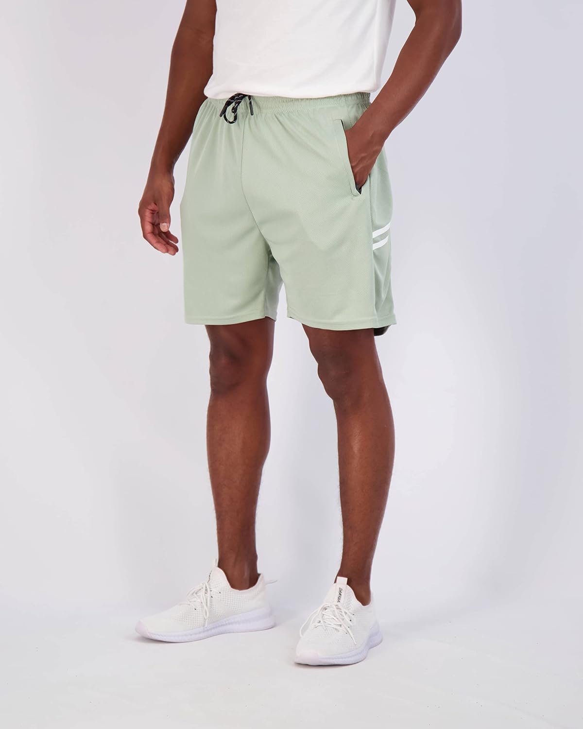 Real Essentials Men's Mesh 7" Athletic Zipper Shorts - Comfortable Workout & Gym Wear | Big & Tall Sizes Available