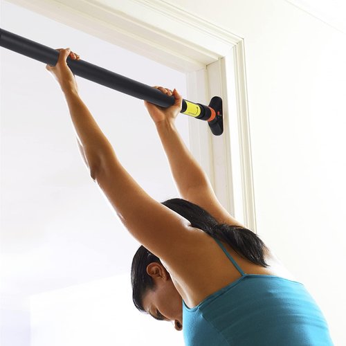 Pull Up Bar for Doorway - Adjustable No Screws Chin Up Bar for Home Gym, 440 LBS Max Load, with Level Meter & Anti-Slip Design for Strength Training,Orange