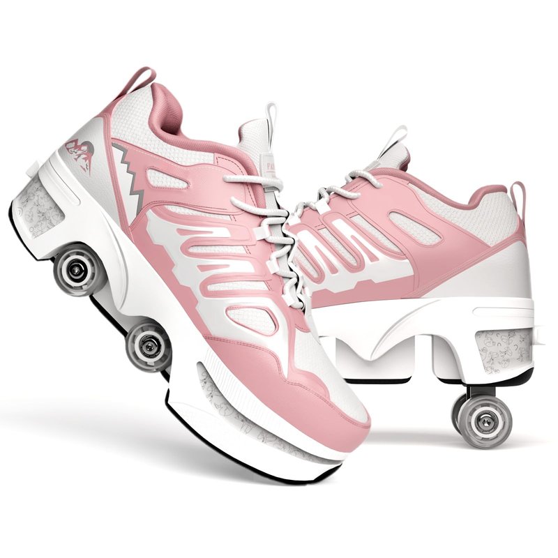 Roller Skate Shoes for Women Men, Double-Row Deform Quad Roller Skates, Automatic Walking Shoes Detachable Roller Skate for Girls Boys, Outdoor Skate Shoes for Beginners