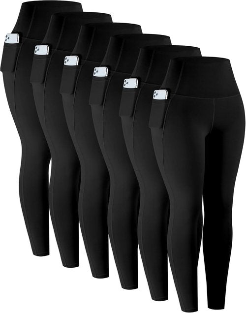 LZYVOO Leggings - High Waisted Tummy Control Yoga Pants with Pockets | 6-Pack Soft Comfort