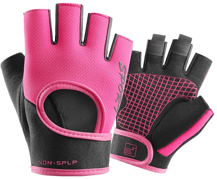 Breathable Workout Gloves - Weight Lifting & Cycling - Pink Medium