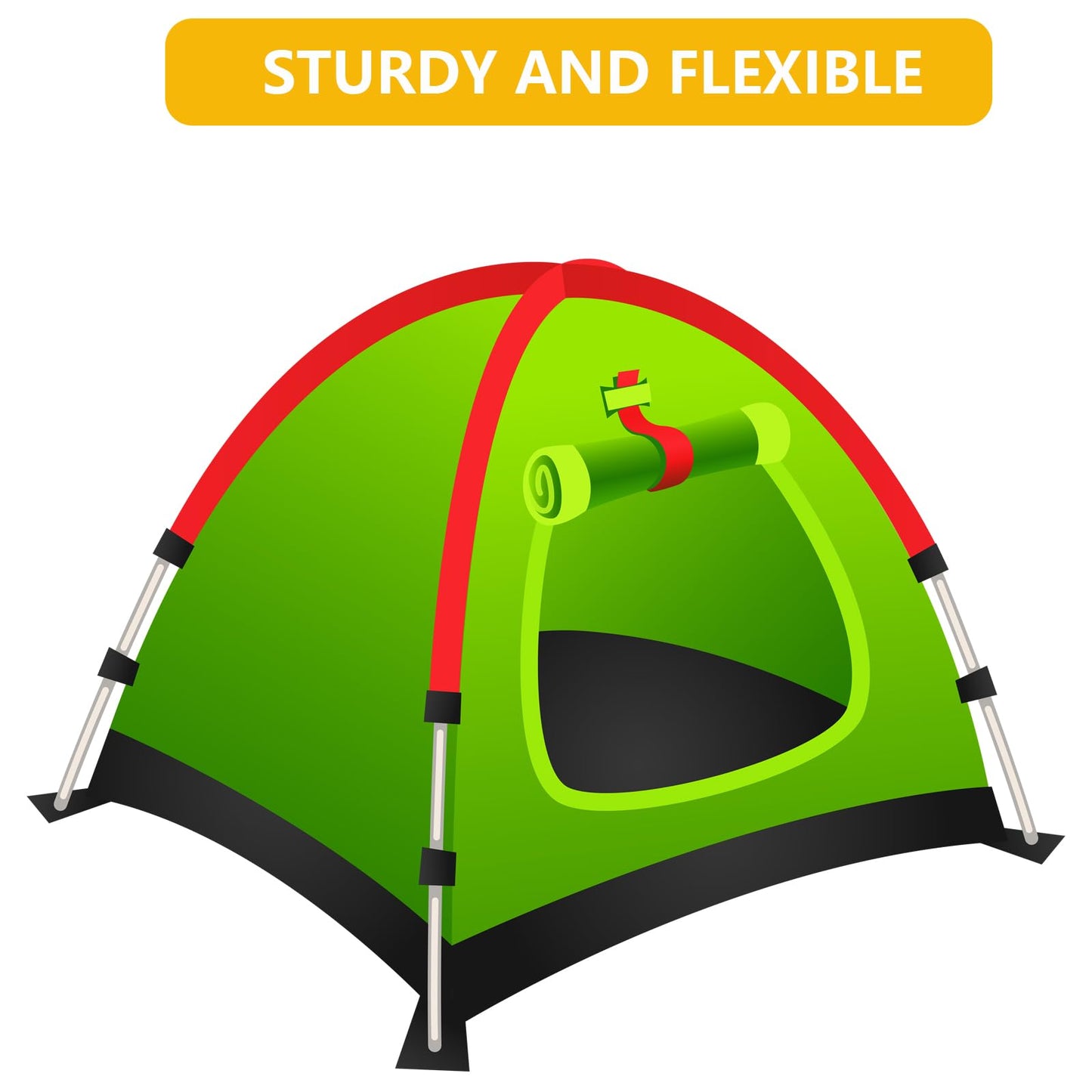 Hibinew Aluminum Tent Poles Replacement, Pre-Assembled, Fits Both Female and Male Ends, 7001 T6 Lightweight, Black, 14ft 7.4in