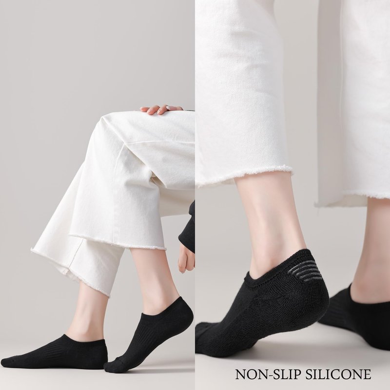EPEIUS Thick No Show Socks for Women Athletic Ankle Socks Cushioned Running Low Cut Non Slip Invisible Liner Size 5-8 (All Black White Nude 6 Pairs M)
