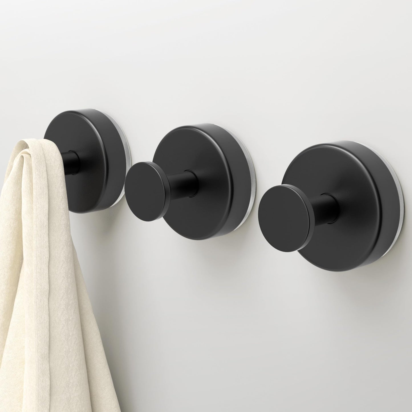 Deluwire Suction Cup Hooks for Shower,3 Packs Wall Mount Towel Holder,Removable Shower Towel Suction Hooks for Bathroom Wall,Kitchen,Glass,Mirror,Tile to Hang Robes,Loofah-Black