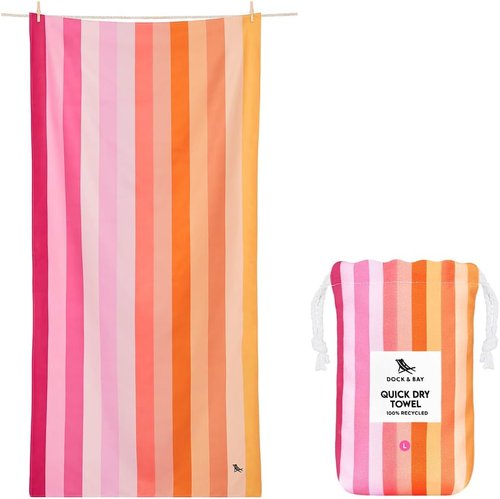 Dock & Bay Quick Drying Towel - Compact & Lightweight for Sports - 100% Recycled - Extra Large Miami Sorbet (200x90cm)