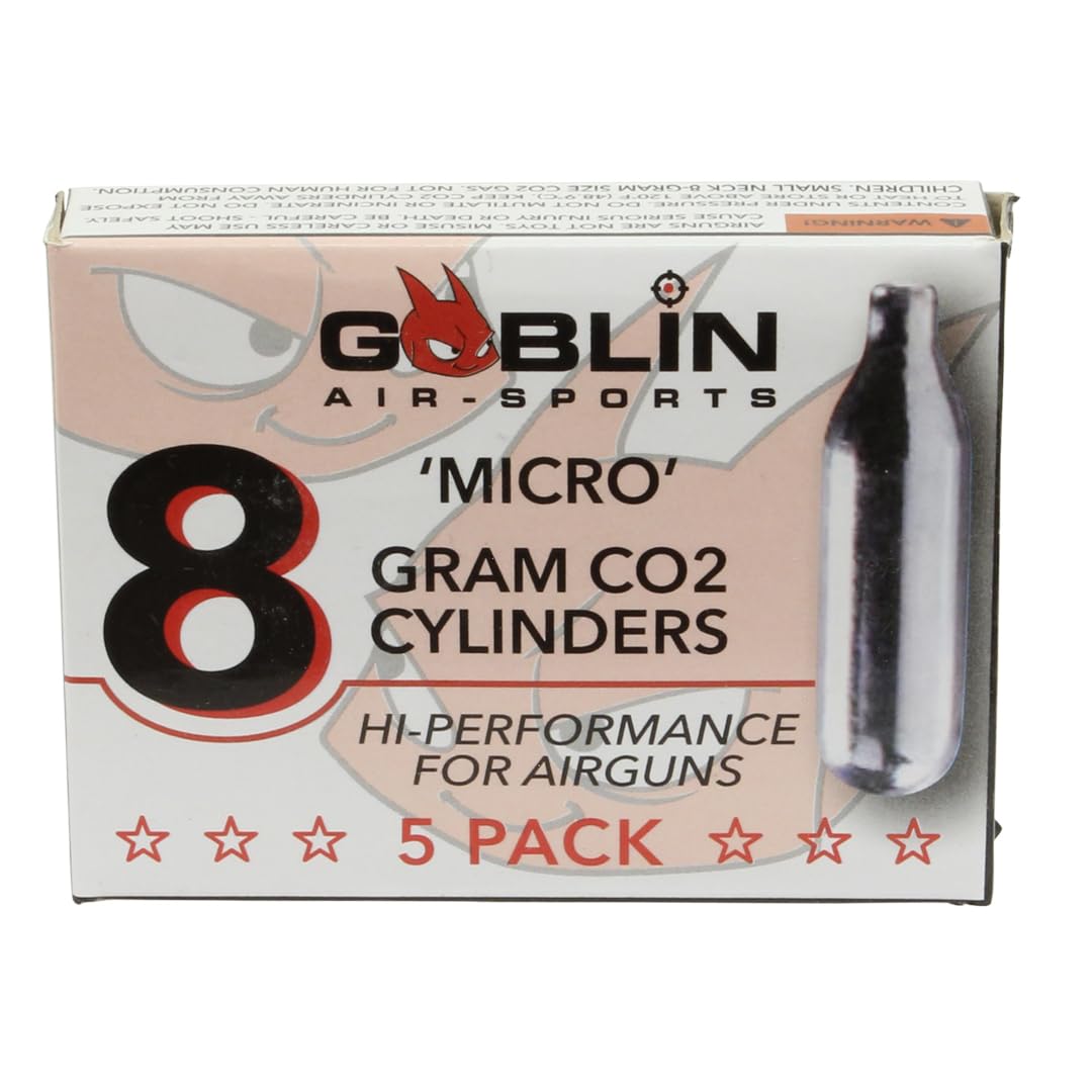 Alias Airguns 8 Gram CO2 Cylinders, 5- Pack, Goblin 'Micro' Cartridge, for Alias Gem air Pistols, airguns, Beverage Equipment, Tools and Refill Devices.