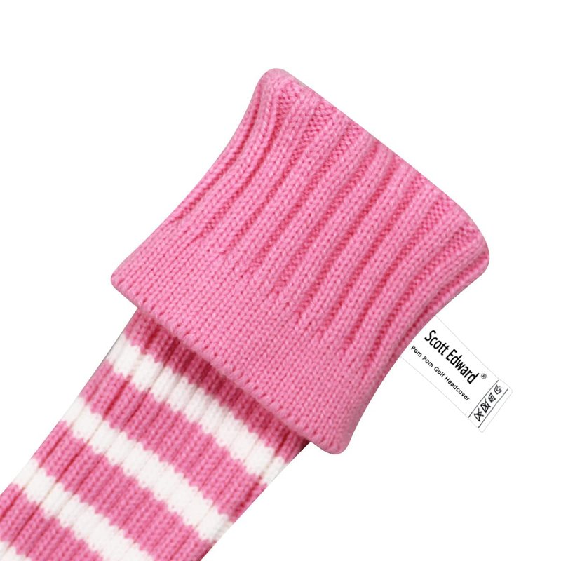 Scott Edward Knit Wood Golf Covers 4 Pieces Handmade Knitted Item Fit Over Well Driver Wood(460cc) Fairway Wood*2 and Hybrid(UT)(Pink Stripe)