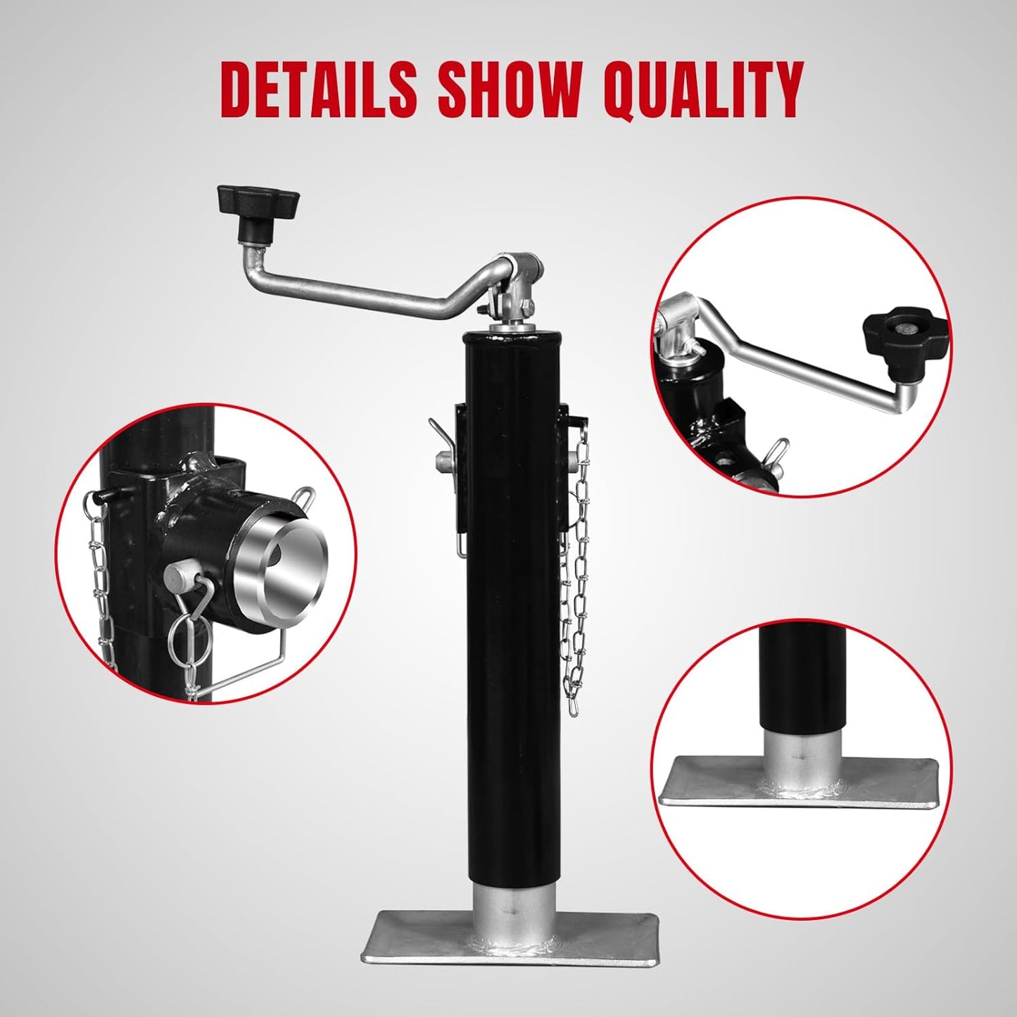 Big RED 2000 Lbs Capacity Weld-On Pipe Mount Swivel Trailer Jack - Durable & Reliable Performance