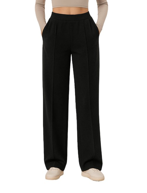 Gracyoga Loose Pants for Women Plus Size Slacks Flowy Palazzo Pants 2025 Women's Beach Casual Vacation Pants Trousers Pockets XXL Black